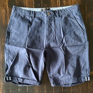 21men Navy Blue Flat Front Shorts